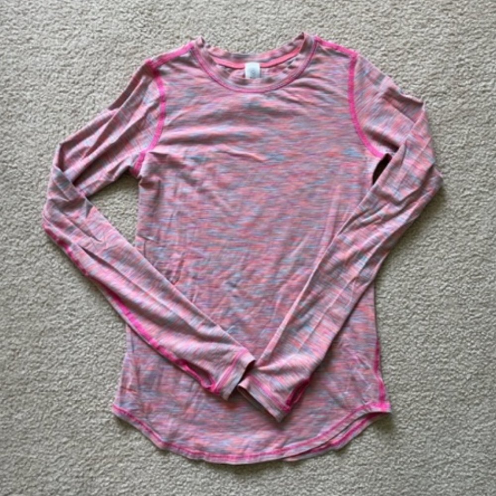 Girls' Long Sleeve Pink Space-Dye Top